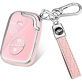 Key Fob Cover for Lexus with Keychain, TPU Key Case Protection Compatible with 2009-2015 Lexus RX350 RX450 GX460 LX570 CT200h ES350 GS300 GS430 GS450h GS460 IS250 IS350 LS460, 4 Button (Silver/Pink)