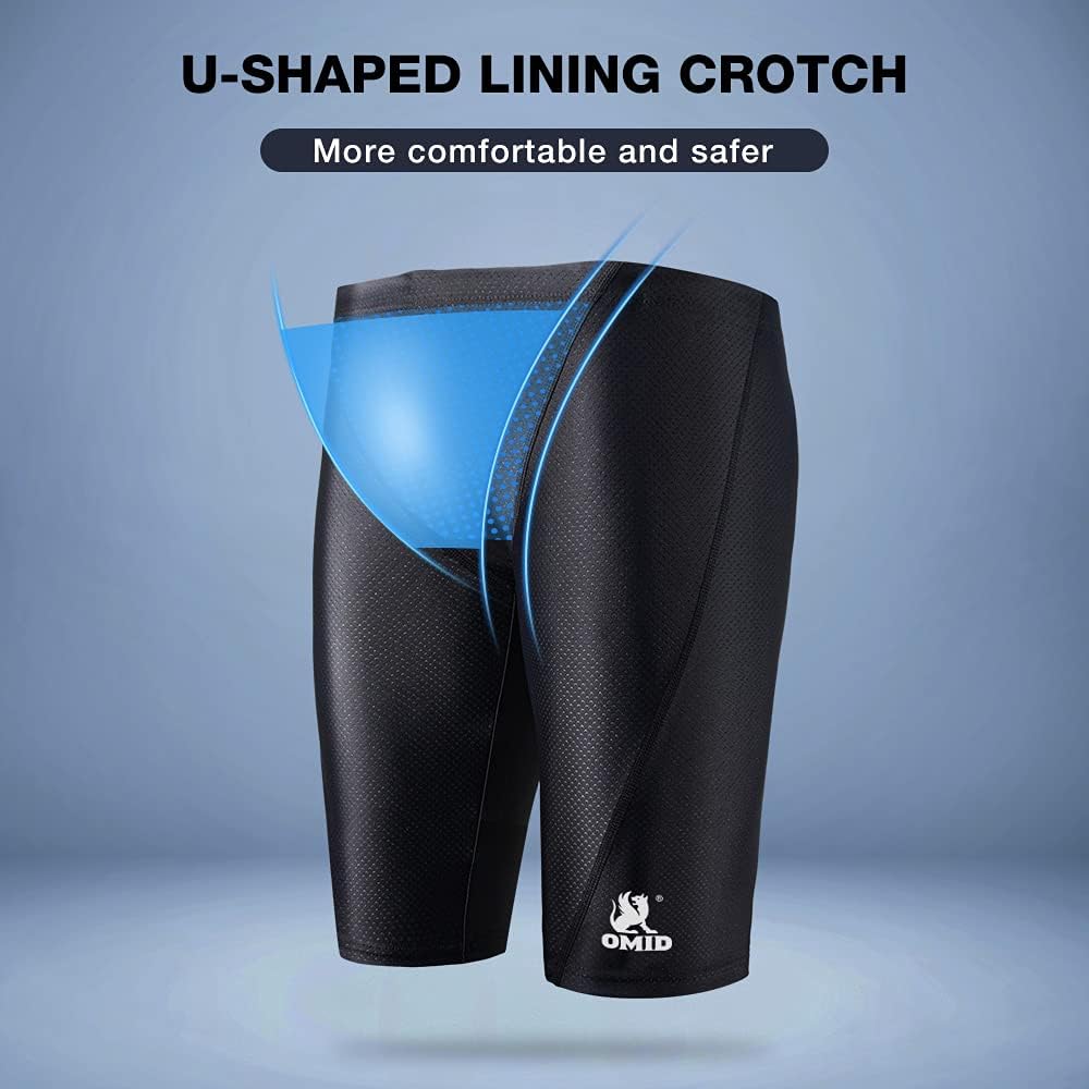 OMID Men's Swimming Jammers Endurance+ Quick Dry Swimsuit Solid Swim Jammers for Men: Clothing