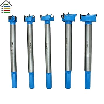 Generic 5pc 16-35mm bluee Extended Forstner Core Drill Bit Set Depth 0-100mm Wood Hole Saw Cutter Drilling Long shank Woodworking