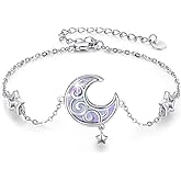 CUOKA MIRACLE Moon Bracelet for Women 925 Sterling Silver Moon Phase Bracelet Moonstone Adjustable Bracelet Hypoallergenic Jewelry Gift for Girl Friends Daughter Mom