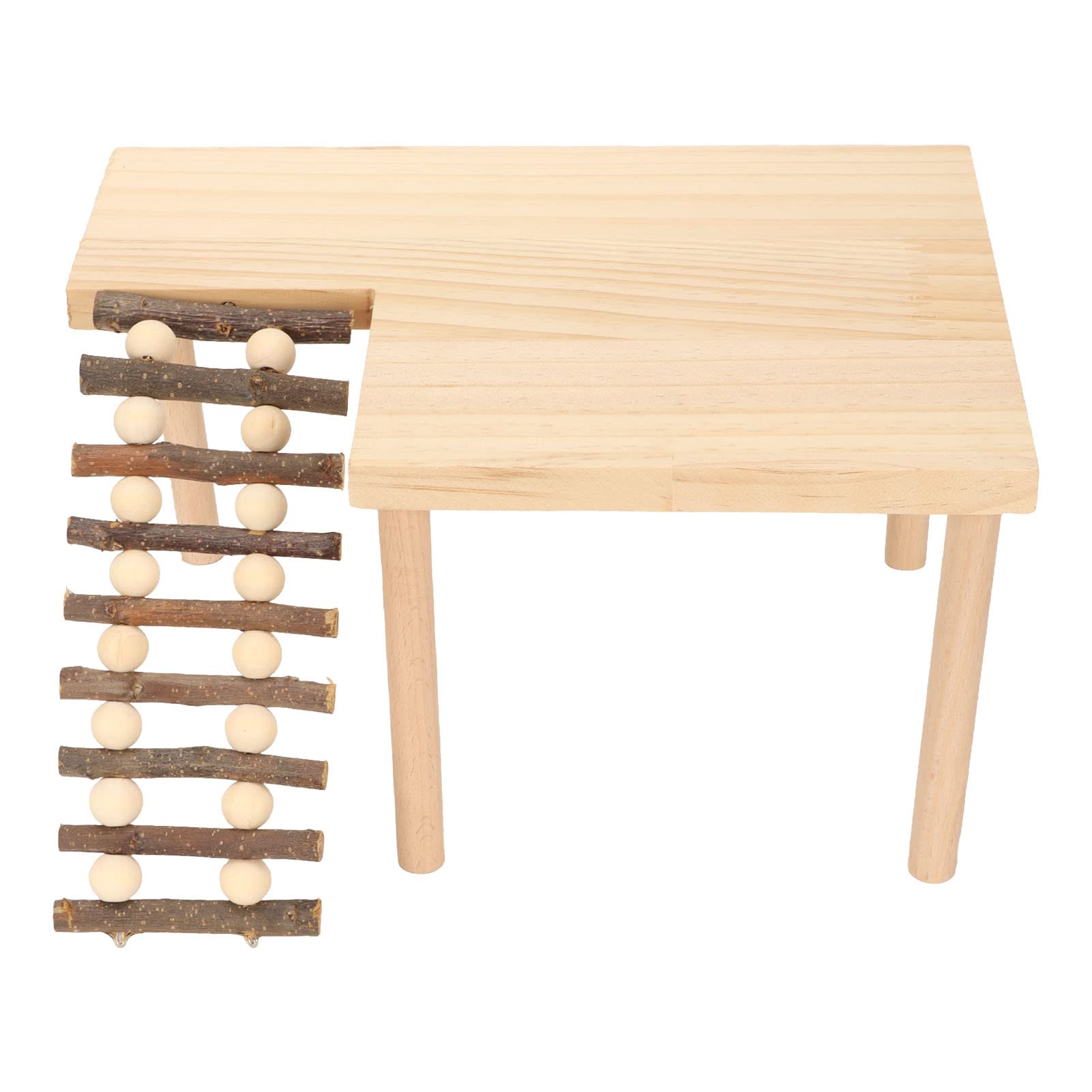 Rengu Hamster Playground Activity Set, Wooden Hamster Playground Platform Hamster Climbing Platform 2 Tier Hamster Cage Platform with Legs, Cage Accessories Easy to Install with Sugar Glider Ladder