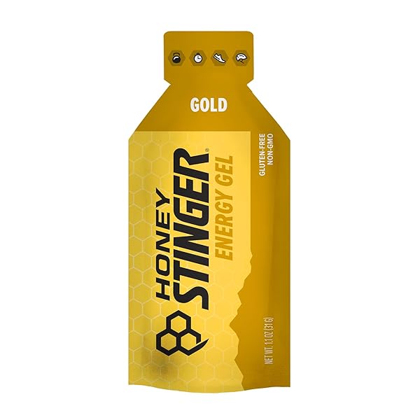 HONEY STINGER GOLD ENERGY GEL, GLUTEN FREE & CAFFEINE FREE, FOR EXERCISE, RUNNING AND PERFORMANCE, SPORTS NUTRITION FOR HOME & GYM, PRE AND MID WORKOUT, 24 PACK, 26.4 OUNCE