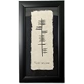 Biddy Murphy Irish Failte Welcome Ogham Wall Art, 11x6in - Made in Ireland | Hand Scripted Celtic Writing Painted onto Feathered Bespoke Paper, Hanging Black Matted Frame with Glass