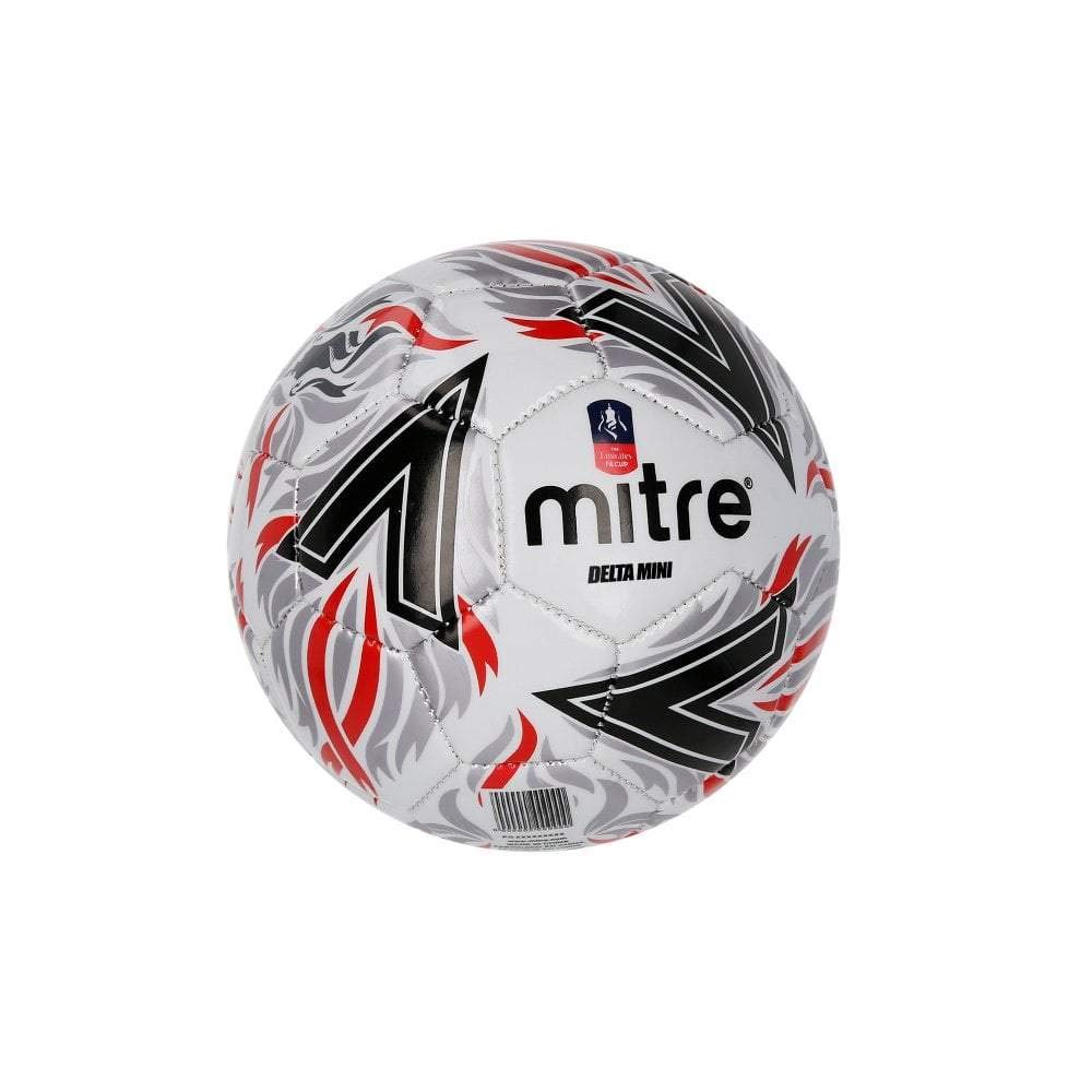 Mitre Kids' Delta Mini Replica FA Cup Football, Black/Red, Small