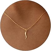 BSGRL Gold Necklace for Women- 14K Gold Plated Dainty Cross Flower Bow Italian Horn Animal Boot Sea Beach Necklace for Women