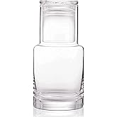 Bedside Carafe and Glass Set, Use Tumbler as Lid Night Water Carafe for Nightstand, Mouthwash Dispenser Pitcher with Glass Cup for Keeps Water Clean in Bedroom, Bathroom, or Kitchen