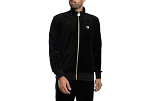 FILA Men's Velvet Tracksuit Jacket, Black, Black