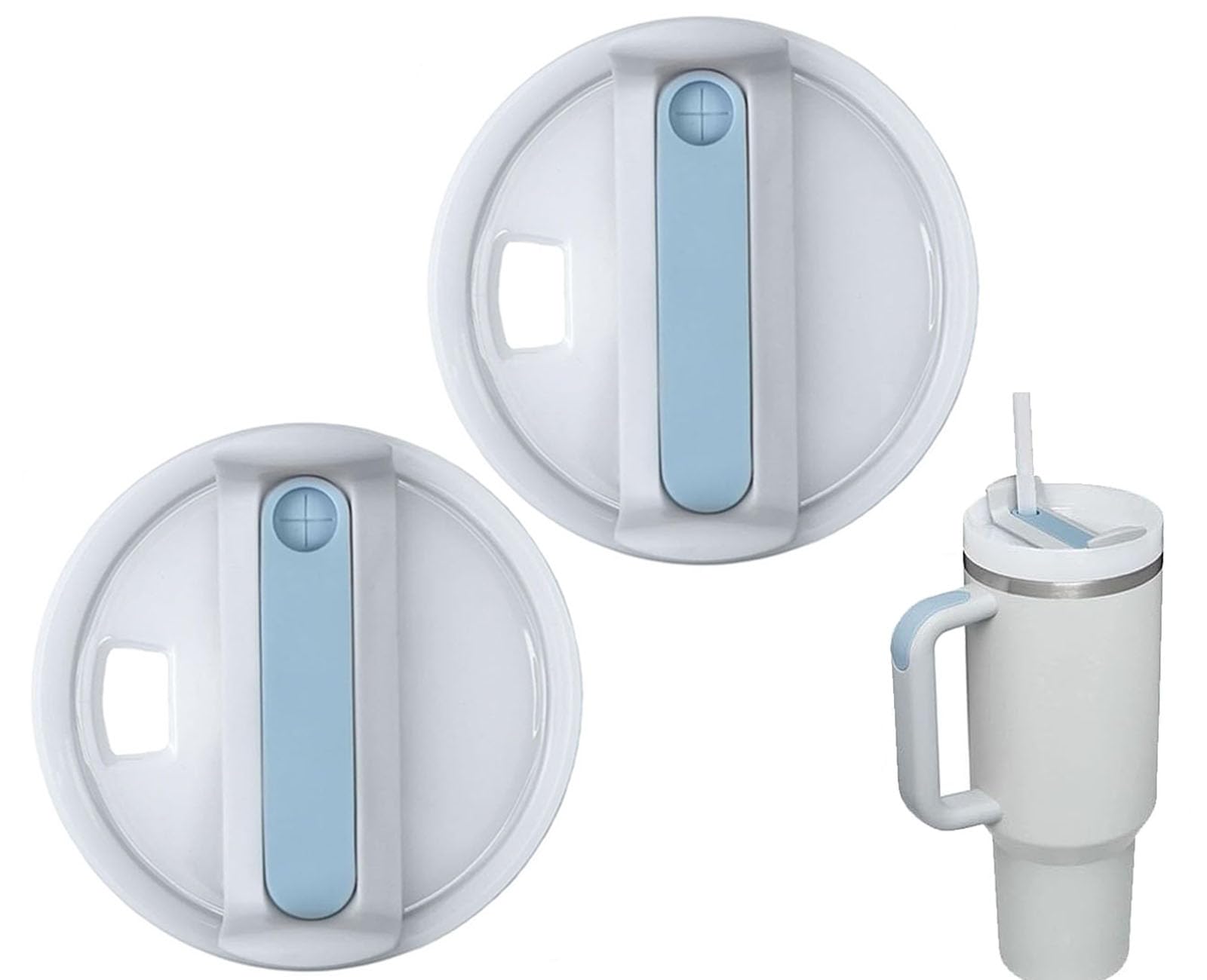 Stanley Cup Replacement Lid, Pack Of 2 Stanley Cup Lids For 40 Oz Cups With 2 Straws, Stanley Flip Straw Lid, Leak-Proof, Waterproof Stanley Cup Lid - View #3