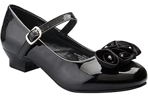 DressForLess Mary Jane Shoes with Pretty Satin Rolled Rosettes Patent Leather