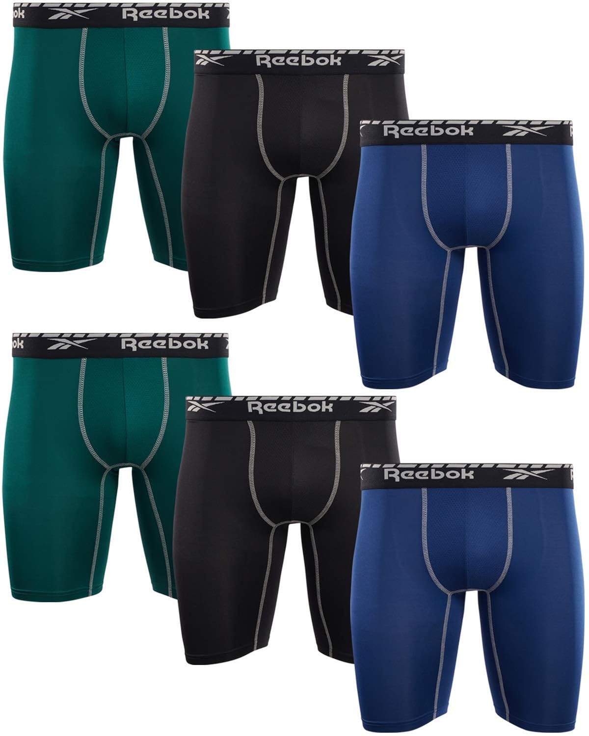 Buy Reebok Men's Compression Long Leg Performance Boxer Briefs (6 Pack