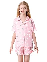 Umeyda Girls Satin Silky Collar V Neck Ruffle Short