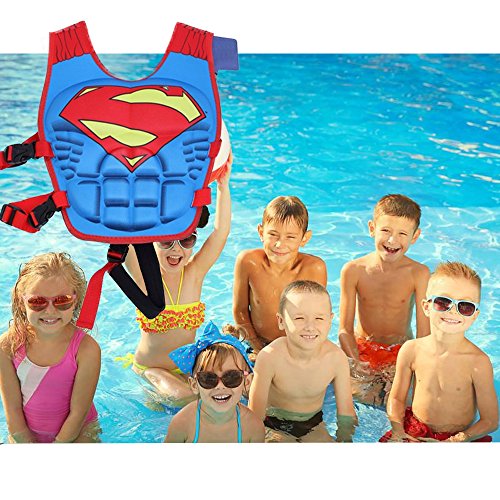 Hotlive Children's life jacket, Superman Buoyancy Aid Vest with adjustable buckle,for Kid weighing 26 to 55 pounds aged 2-8 years to learn swimming assist equipment - Thumbnail 3