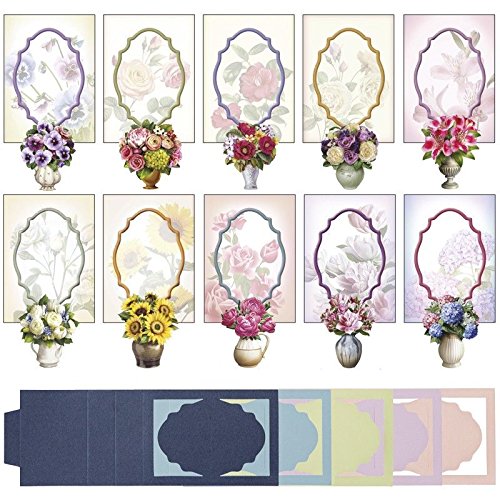 3D greeting cards "Flower", 3D motifs, envelopes, 40 pieces. Craft set for birthday cards, card making for wedding, birthday, anniversary, original greeting cards, card set