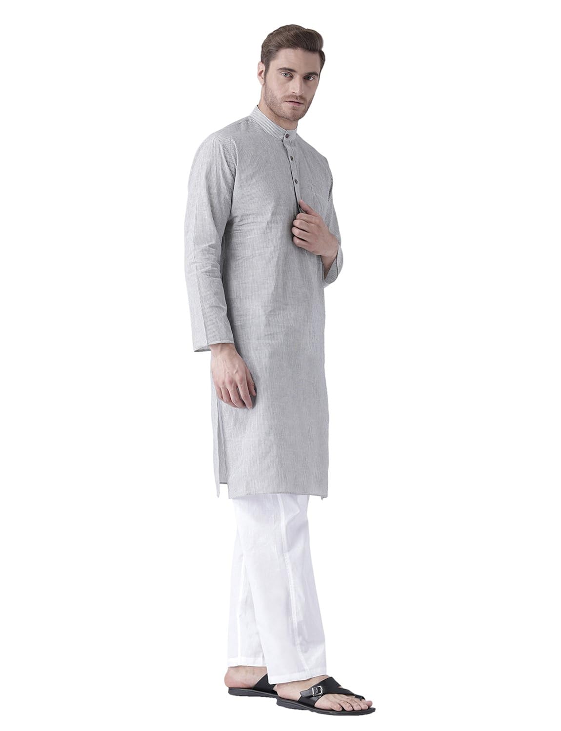 mohanlal sons light grey cotton kurta pajama
