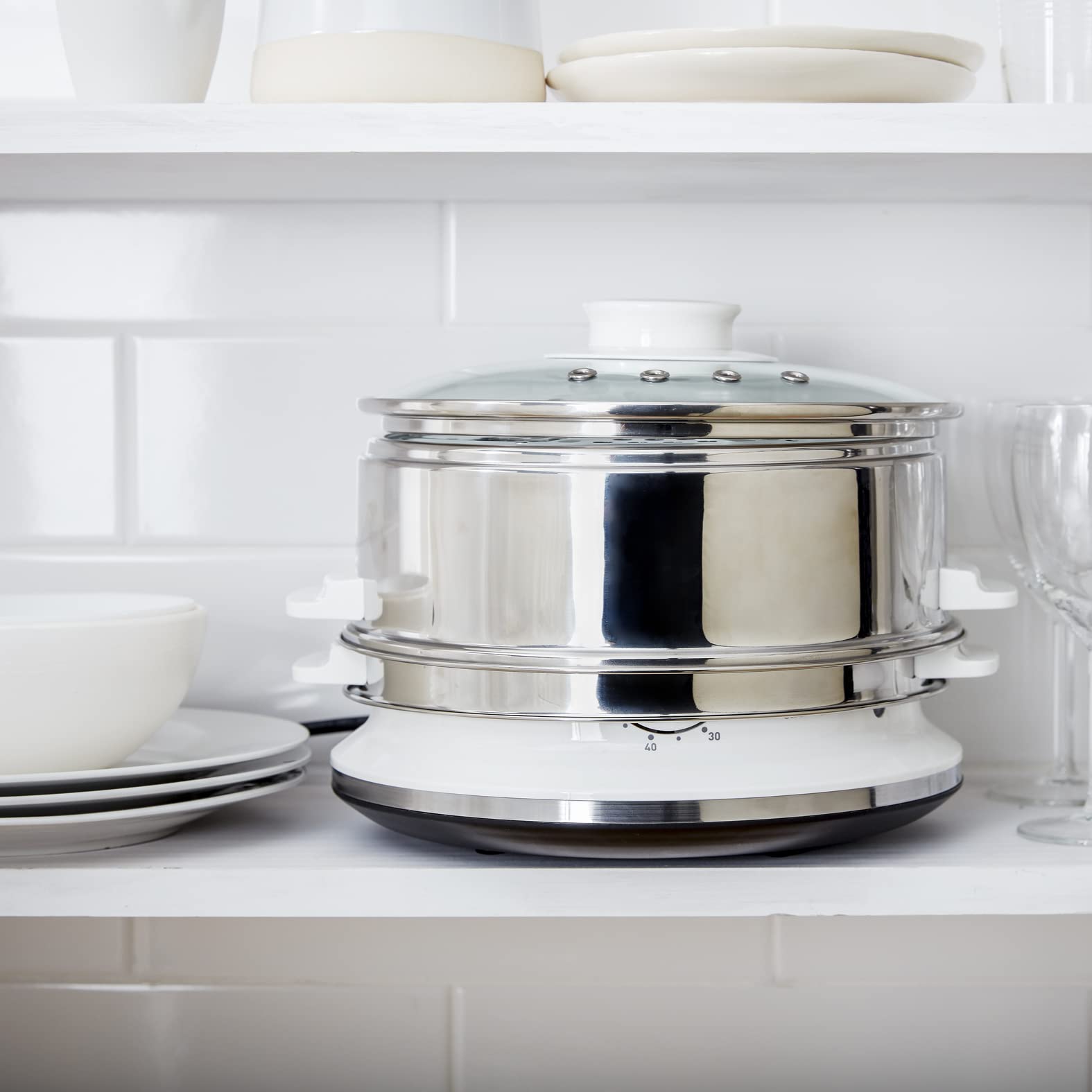 Tefal VC1451 Steam Cooker, 2 Stainless Steel Containers, 6 L Capacity, 24 cm Diameter, Timer and Automatic Shut-off, 900 W