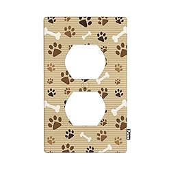 Pznen Paw Print Brown Wall Plate Cover Dog Bone and