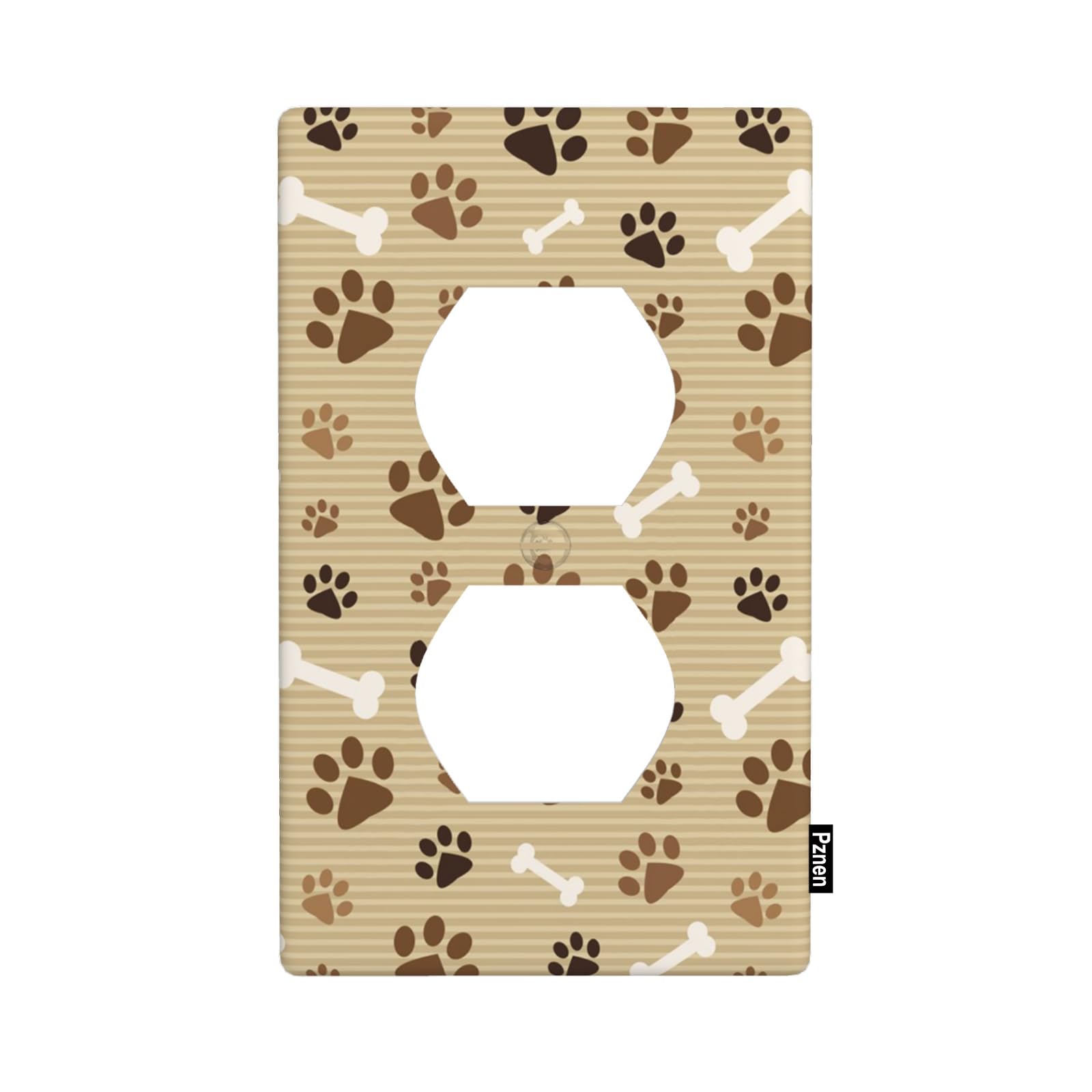 Pznen Paw Print Brown Wall Plate Cover Dog Bone and
