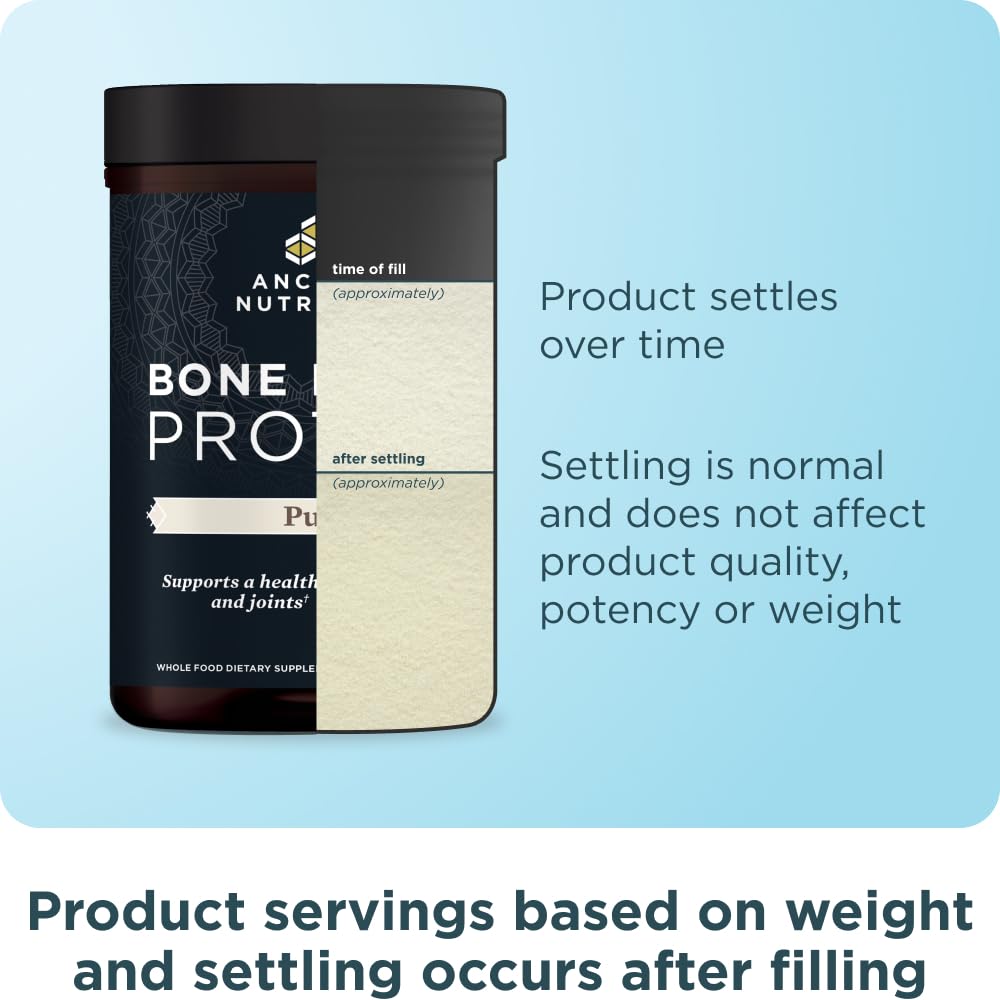 Ancient Nutrition Grass Fed & Cage Free Bone Broth Protein Powder, 20g Protein Per Serving, Hydrolyzed Collagen Peptides, Glucosamine, Chondroitin, Supports Joint & Gut Health, Pure, 20 Servings