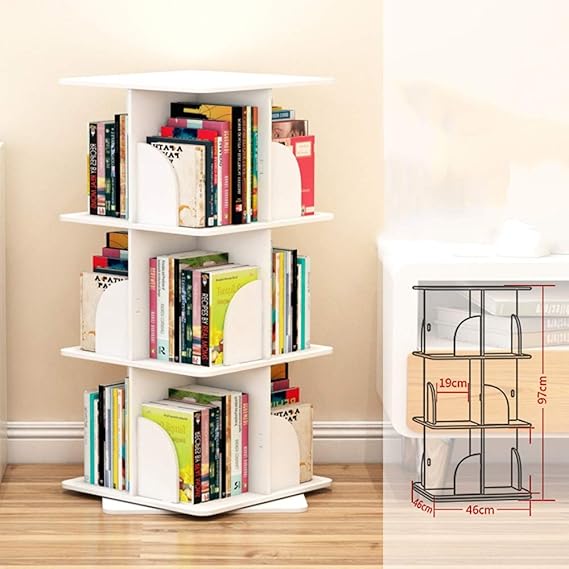 Storage Shelf 360 Degree Rotating Bookshelf, Floor Children's Small Bookcase (Size 46 * 46
