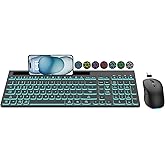 Wireless Keyboard and Mouse Combo, 7 Backlit Effects, Light Up Letters, Rechargeable, Phone Holder, 6 Button Mouse, Ergonomic Tilt Angle, 2.4GHz Silent USB Keyboard Mouse for Laptop, Computer, PC