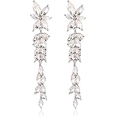Fashion Rhinestone Statement Drop Dangle Earrings Dangling Sparkly Crystal Marquise Bridal Bridesmaid Wedding Earrings Long Chandelier Teardrop Earrings for Women Prom Party