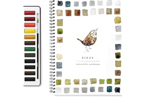 ZMTNY Watercolor Workbook,Beginner-Friendly W atercolor Workbook,12 Colors Watercolor Paint Set with Paint Brush,Art Crafts Painting Supplies,Beginner-Friendly Watercolor Painting Kit ((Birds))