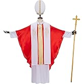 Regenboog Pope Costume Men,Adult Pontiff Costume,Biblical Catholic Cardinal Bishop Outfit Men,Halloween Costume