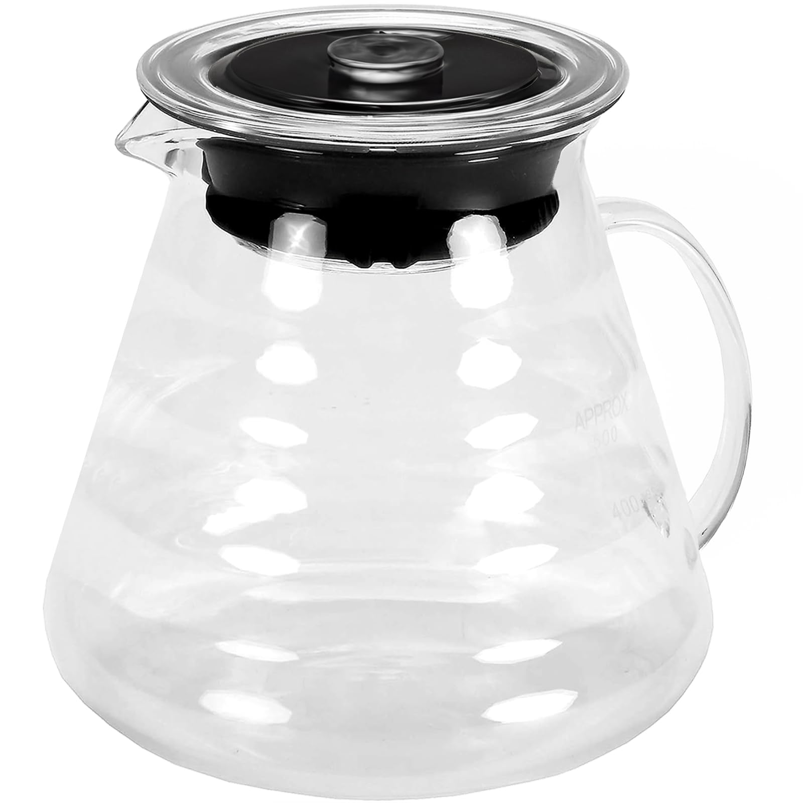 Jucoan Glass Coffee Server, 600ml(20oz) Borosilicate Glass Range Coffee Tea Carafe, Heat Resistant Coffee Pot, Clear