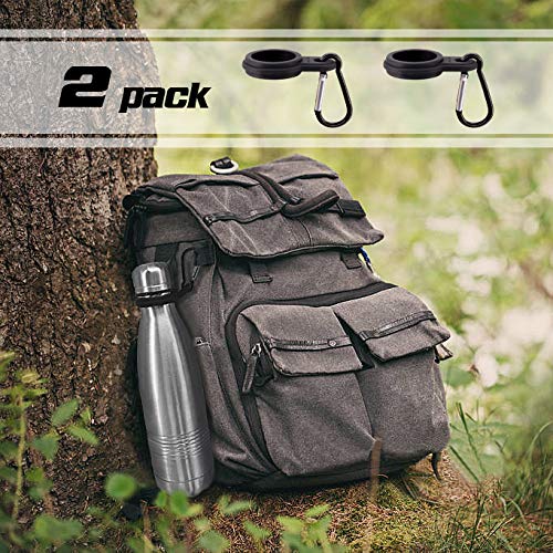 Water Bottle Holder for Backpack Hiking Running Walking Attaches with a Carabiner Clip for 12oz, 17oz & 25oz Cola Shaped Stainless Steel Bottles (2 Pack) - (Bottles Not Included) - Thumbnail 2