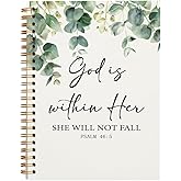 ZFQ Christian Notebook for Women,Bible Journal Spiral Notebook,Christian Notebook for Bible Notes,God Is Within Her She Will Not Fall,Hardcover Spiral Notebook 5.5x8.3