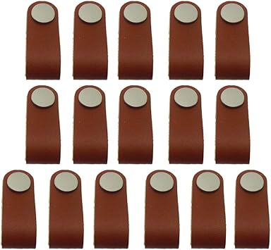 16x Cabinet Handles Handmade Leather Dresser Drawer Knobs Pulls