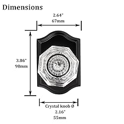 3 Pack Crystal Door Knobs with Matte Black Arched