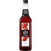 1883 Strawberry Syrup for Drinks, Made in France, 1 Liter Plastic Bottle