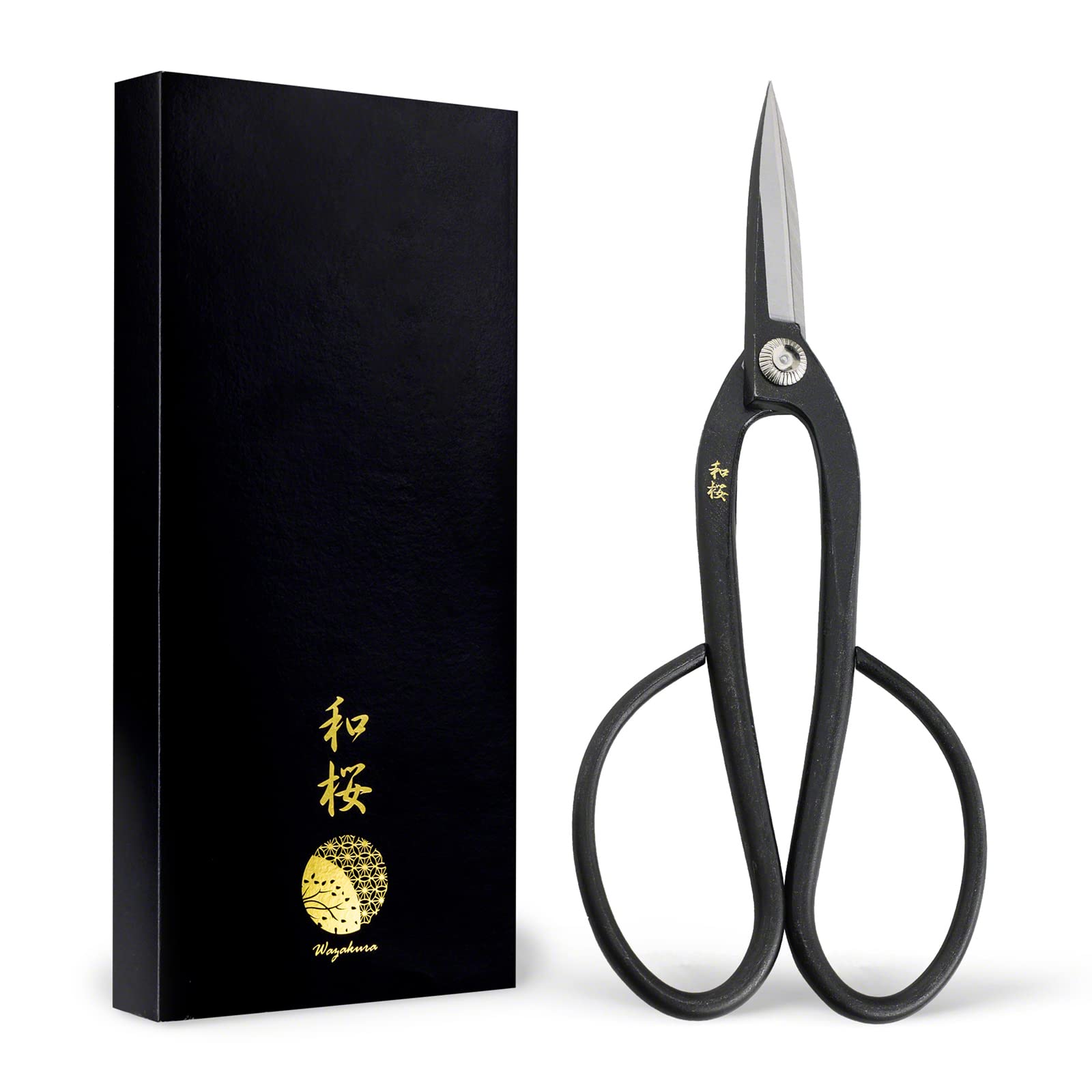 Wazakura Japanese Ashinaga Bonsai Scissors 8" (200mm)- Trimming Shears Made in Japan - Gardening Tools - Yasugi Steel Ashinaga Black