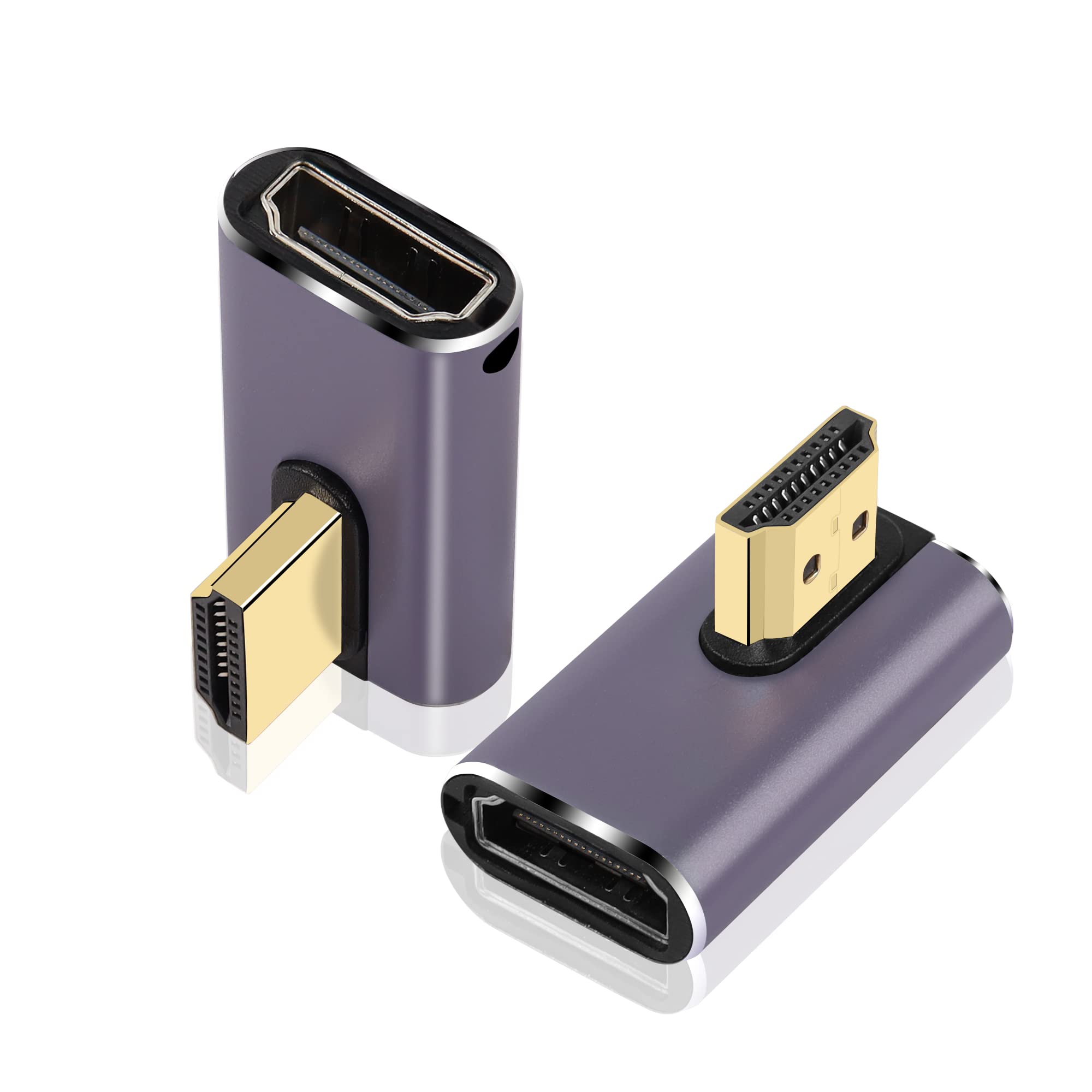 PNGKNYOCN 8K HDMI 90 Degree Adapter,2 Pack Right Angle HDMI 2.1 Male to Female Converter Support 8K@60Hz/4K@120Hz HDR, for HDTV,Projector,Laptop (Left Bend)