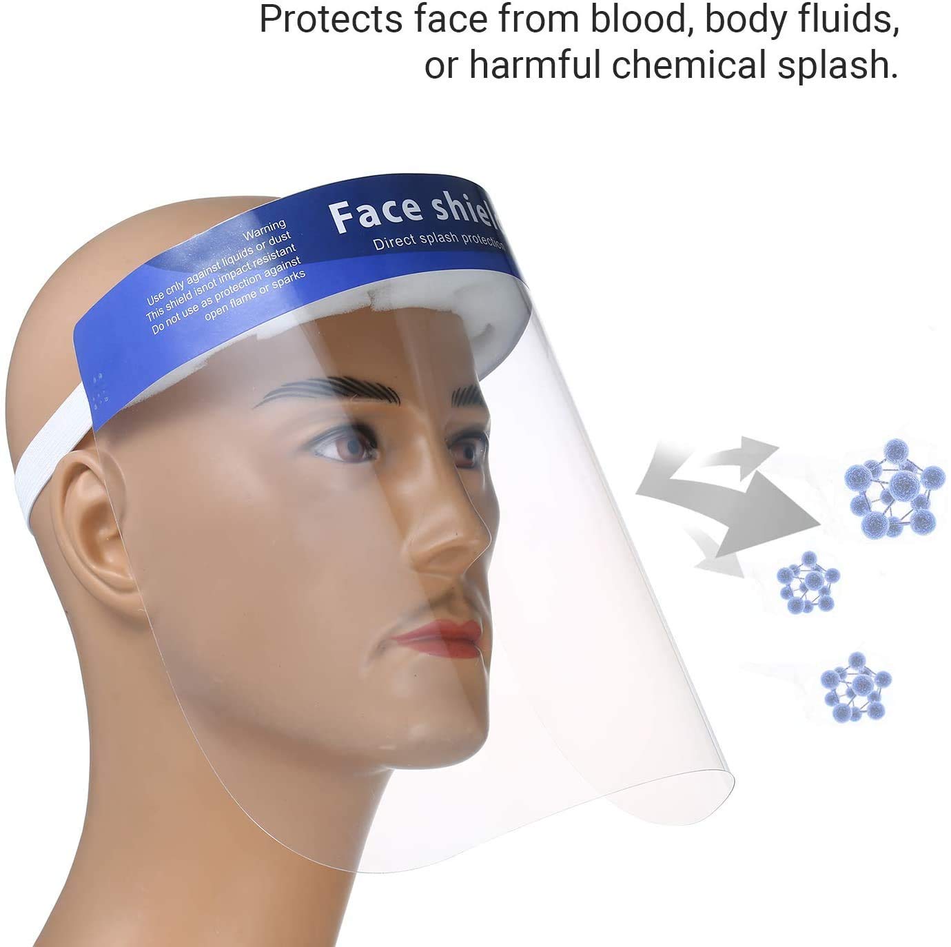 2 Pack, All-Round Protection Cap with Clear Wide Visor Spitting Anti-Fog Lens, Lightweight Transparent Shield with Adjustable Elastic Band for Men Women: Beauty