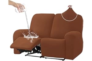 HDCAXKJ Waterproof Loveseat Recliner Couch Cover for Reclining Sofa 2 Seat 6 Pieces Recliner Loveseat Covers Stretch Recliner Sofa Cover Love Seat Cushion Couch Recliner Set (Caramel, 2 Seat)