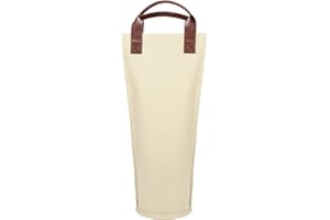 Tirrinia Single Wine Gift Tote Bag, Insulated Padded Thermal Wine Bottle Carrying Cooler Carrier for Travel, Picnic, Great Gift for Wine Lover, Canvas Beige