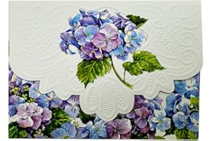 POSTER FOUNDRY Set of 3 - Blue Hydrangea Portfolio Boxed Note Cards by Carol Wilson. 10 embossed 4x5 Die-Cut Notecards and Matching Envelopes in Decorative Gift Box with Magnetic Flap. NCP2101