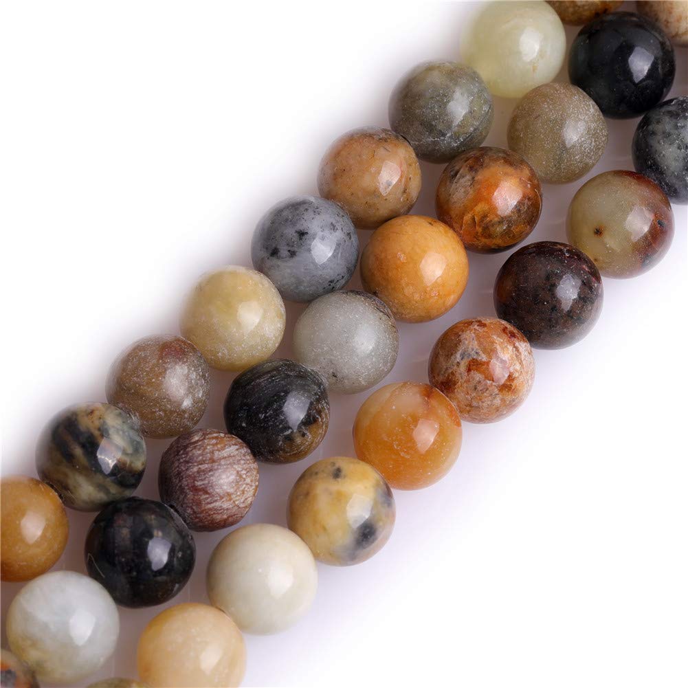 GEM-Inside Natural 8mm Hua Show Jade Round Gemstone Semi Precious Loose Beads for Jewellery Making 15''