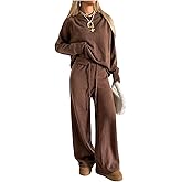 SOLY HUX Women's 2 Piece Knit Outfits Sweater Set Long Sleeve Pullover Tops and Wide Leg Pants Fall Clothes