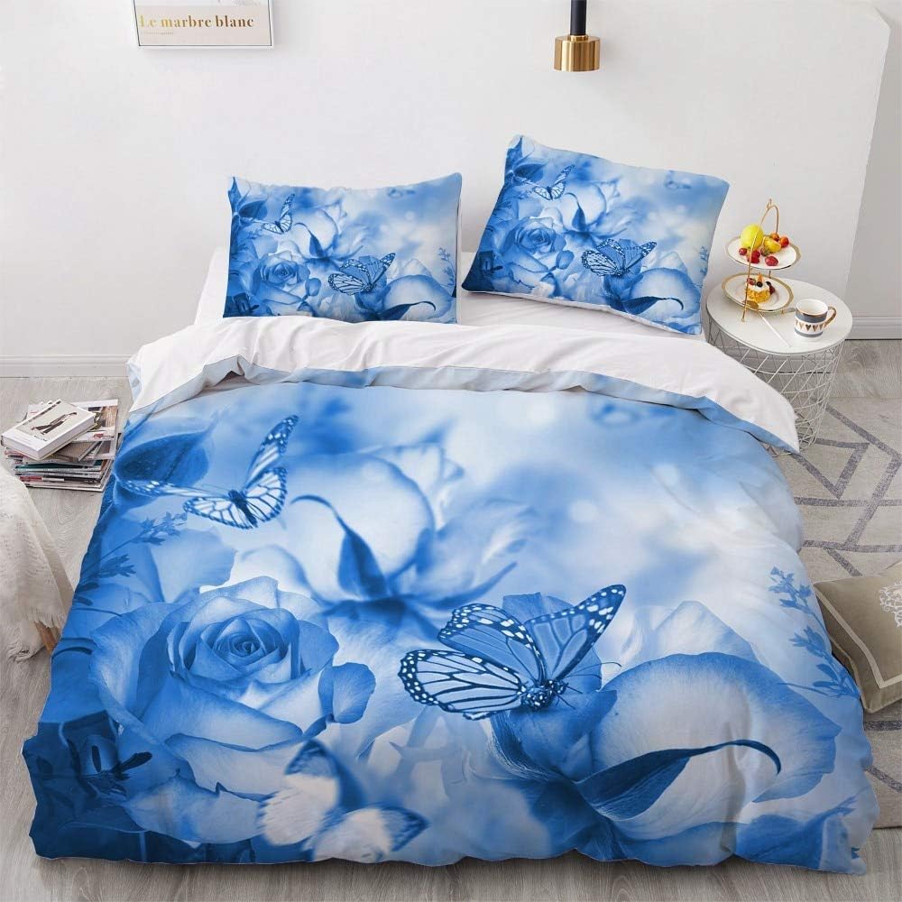 KJHYUI Juegos De Ropa De Cama Simples 3D Planta Flor Edredón Edredón