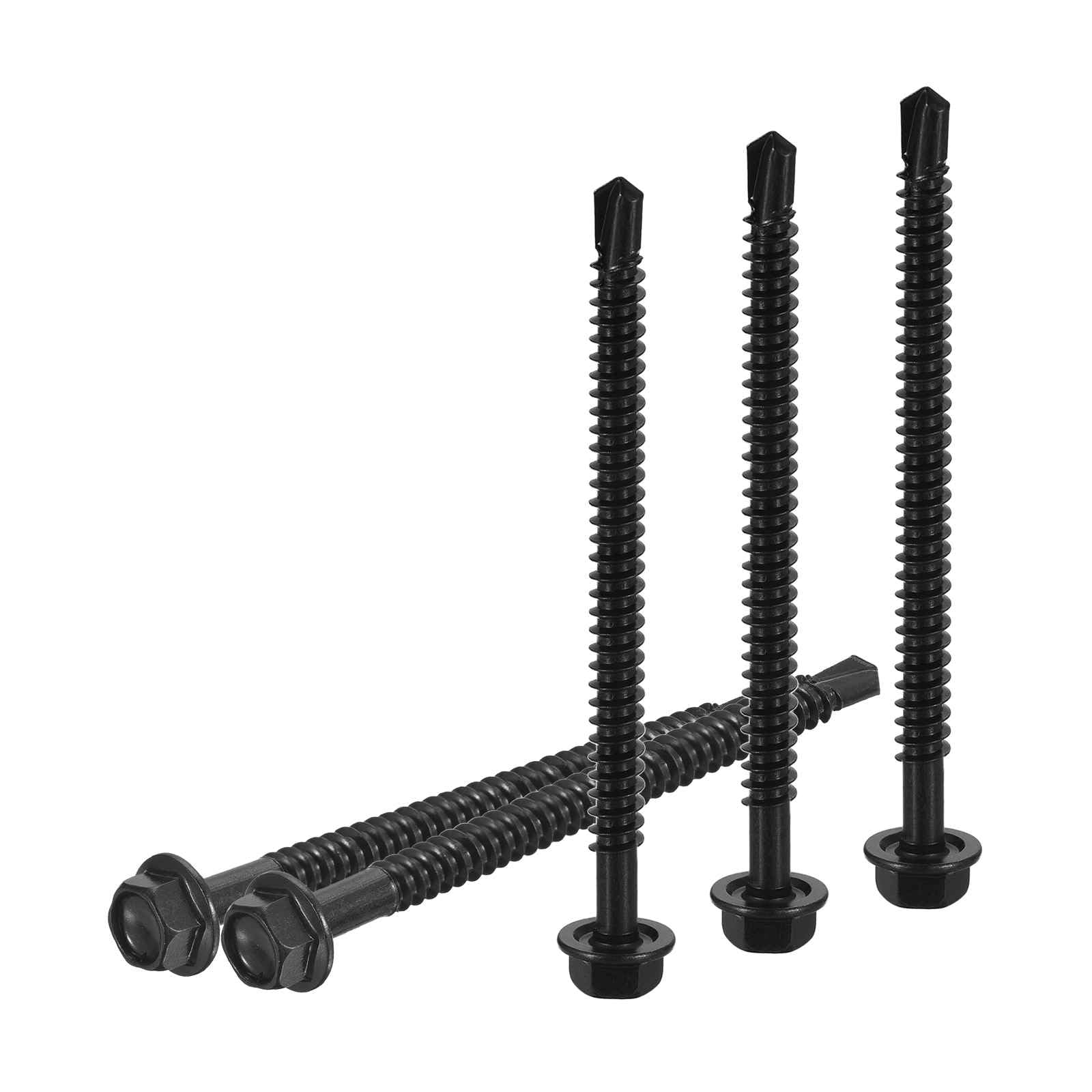 DTGN #12x3" Hex Washer Head Self Drilling Screws - 30Pack - Good for Machine - 410 Stainless Steel Black Oxide - Self Tapping Sheet Metal Screws