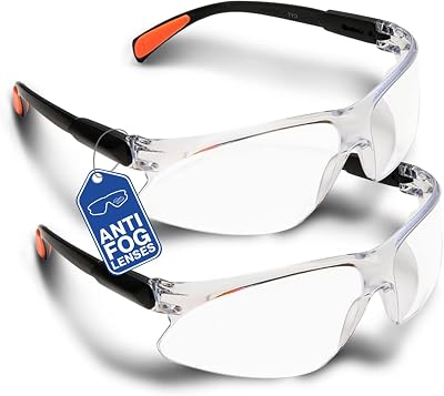 O³ Safety Glasses for Work Set of 2 Lightweight Anti Fog Lenses