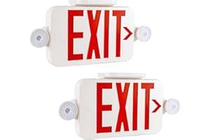 Gruenlich LED Exit Sign Combo with Emergency Lights, Adjustable Heads and Double Sided, Battery Backup, UL 924 Qualified, AC 120-277V, Commercial Emergency Exit Light for Business- 2 Pack