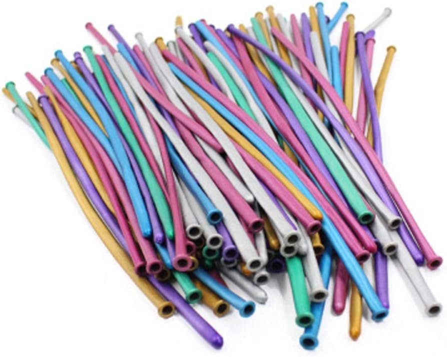 100 Pcs Assortment Metallic Colorful Twisting Modelling Latex Balloons for Animal Balloon Art Wedding Birthday Party Decor