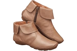 Lausiuoe Boots For Women Ankle Booties Flat Comfortable Casual Dressy Western Elegant Wide Width Fashion Boot Pull-On