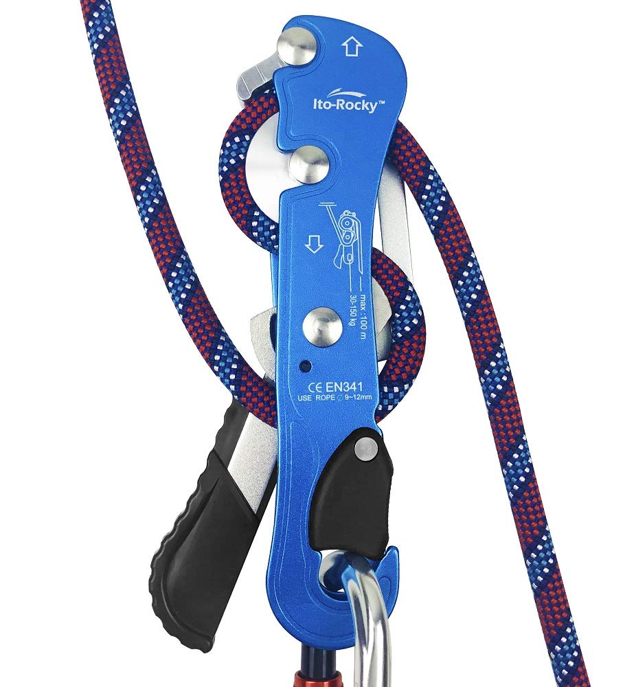 Photo 1 of Ito Rocky Climbing Stop Descender Rappelling Anti-Panic Belay Devices for 9-12mm Rope Rescue Equipment Hand Controls Desingned