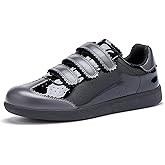 Teyiwow Sneakers for Women Lightweight Tennis Shoes Fashion Vegan Leather Hook & Loop Sneakers Non-Slip Walking Shoes