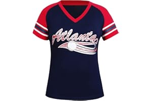 Geneisteck Womens City Baseball Fans V Neck Cage Raglan T-Shirts